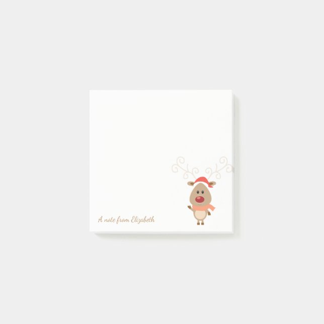 Merry Christmas,Cartoon  Reindeer-Personalized Post-it Notes (Front)