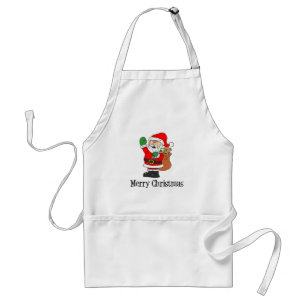 Merry Christmas Cartoon Santa Adult Apron