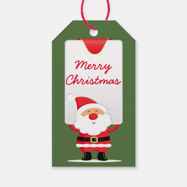 Merry Christmas Cartoon Santa Gift Tags (Front)