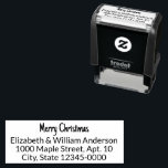 Merry Christmas Casual Font Name Return Address Self-inking Stamp<br><div class="desc">A casual handwriting font appears at the top for your personalized message (Shown: Merry Christmas). The other lines are in a different font for your name and return address. All text can be edited or deleted to show your personalized message.</div>