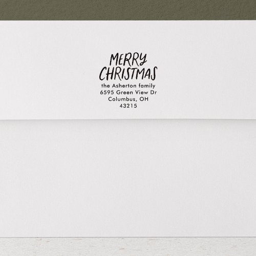 Merry Christmas casual type holiday return addrss Self_inking Stamp