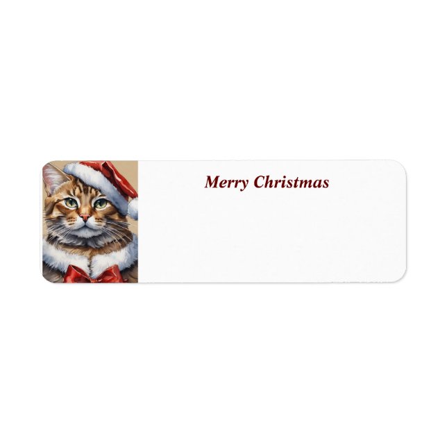Merry Christmas Cat address label (Front)