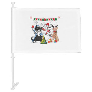 Merry Christmas cat Car Flag