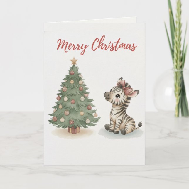 Merry Christmas Cat Card Cute Cat Tangled (Front)