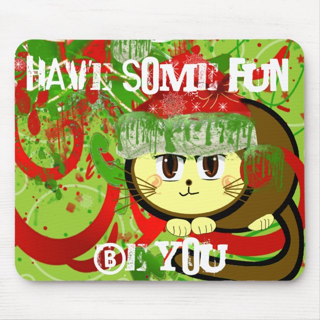 Merry Christmas Cat - Customized Mouse Pad (Front)