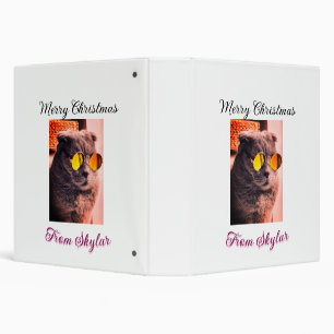 Merry Christmas cat dog pet animal love photo 3 Ring Binder