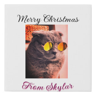 Merry Christmas cat dog pet animal love photo Faux Canvas Print