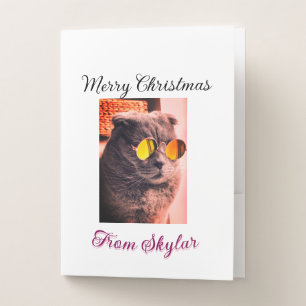 Merry Christmas cat dog pet animal love photo Pocket Folder