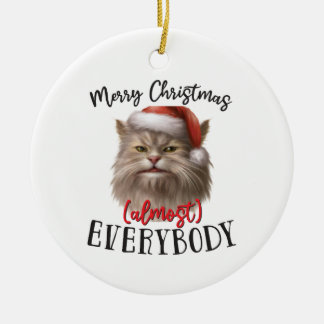 Merry Christmas Cat | Double Sided Ceramic Ornament