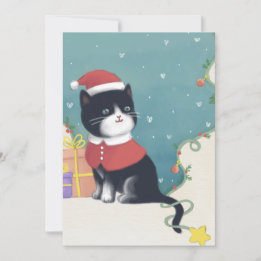 Merry Christmas: Cat Illustration Art Holiday Card