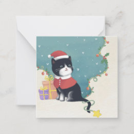 Merry Christmas: Cat Illustration Art Note Card