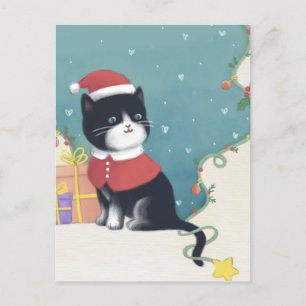 Merry Christmas: Cat Illustration Art Postcard