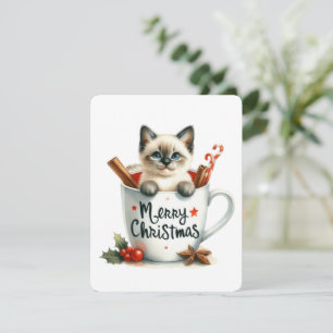 Merry Christmas Cat In A Mug - Christmas Holiday Card