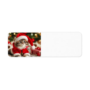 Merry Christmas Cat Label