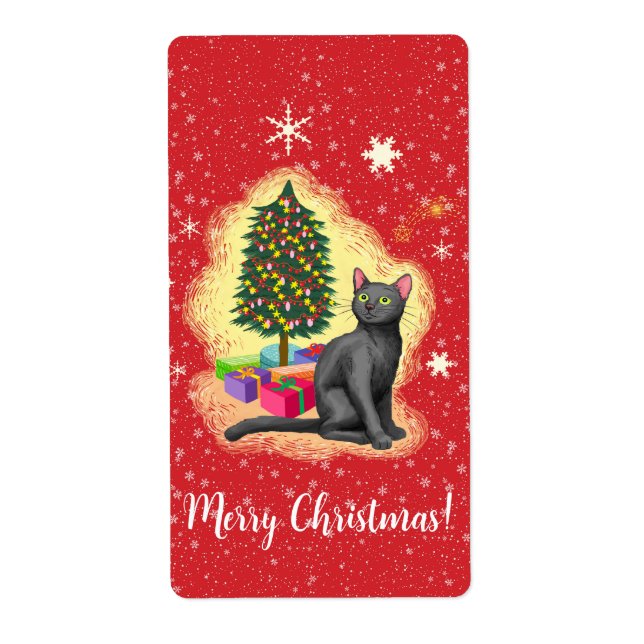 Merry Christmas Cat Label (Front)