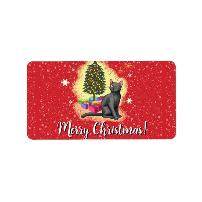 Merry Christmas Cat Label (Front)