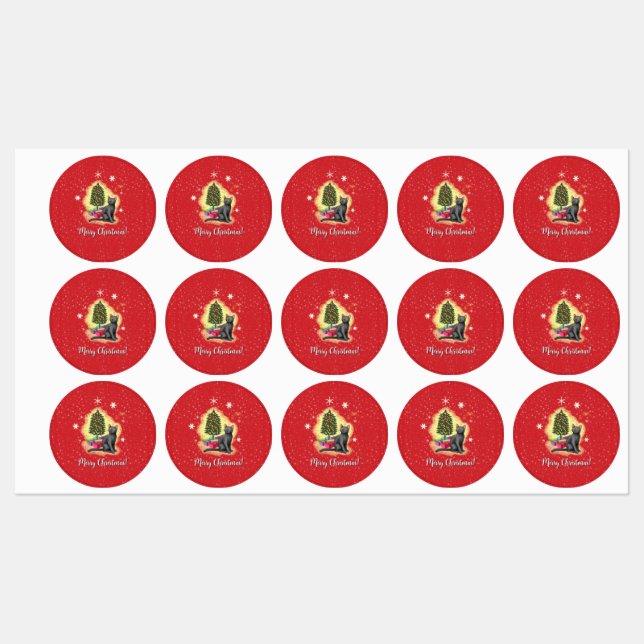 Merry Christmas Cat Labels (Sheet)