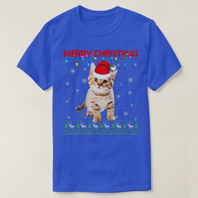 Merry Christmas Cat Matching Family Pajamas Meowy  T-Shirt (Design Front)