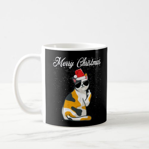 Merry Christmas Cat Middle Finger Rude Xmas Ugly C Coffee Mug