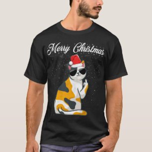 Merry Christmas Cat Middle Finger Rude Xmas Ugly C T-Shirt