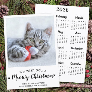 Merry Christmas Cat Modern Pet Photo 2026 Calendar Holiday Card