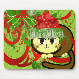Merry Christmas Cat Mouse Pad
