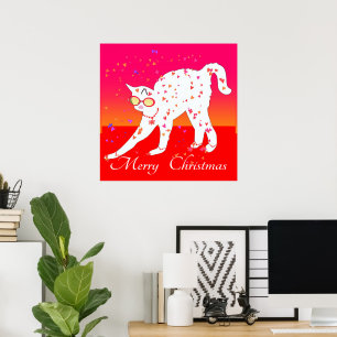 Merry Christmas Cat Poster