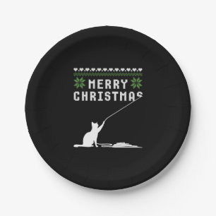 Merry Christmas Cat Ugly Sweater Paper Plates