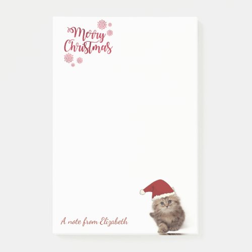 Merry ChristmasCat With Santa Hat_Personalized Post_it Notes
