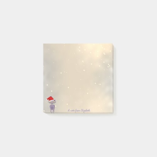 Merry Christmas Cat With Santa Hat _Personalized Post_it Notes