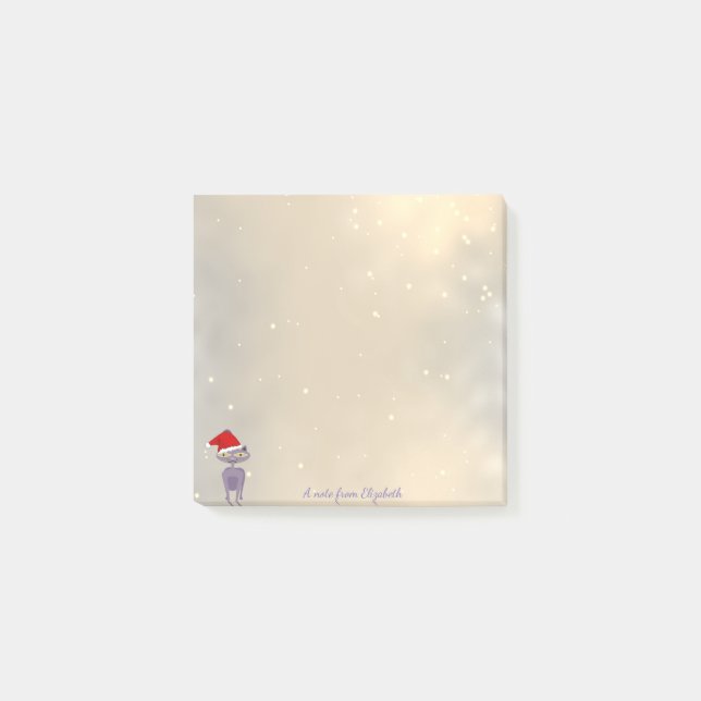 Merry Christmas, Cat With Santa Hat -Personalized Post-it Notes (Front)