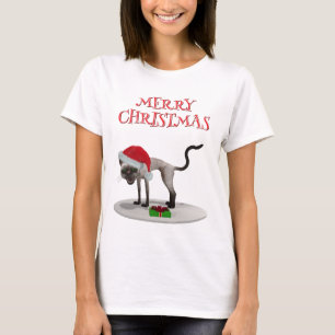 Merry Christmas. Cat with Santa hat T-Shirt