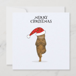 Merry Christmas cat yoga  Holiday Card