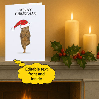 Merry Christmas cat yoga Holiday Card