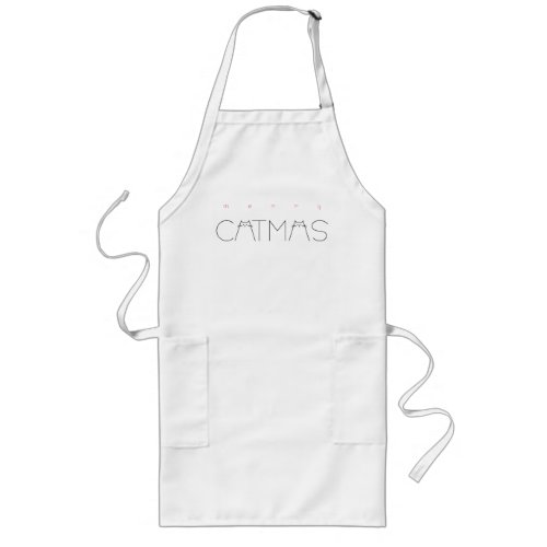 Merry Christmas Catmas Cute Funny Cats Typography Long Apron