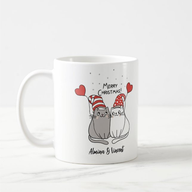 Merry Christmas Cats Coffee Mug (Left)