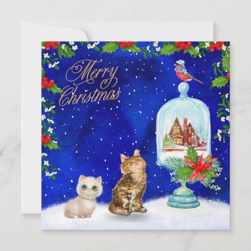 Merry Christmas Cats  Holiday Card