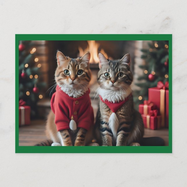 Merry Christmas Cats Holiday Postcard (Front)