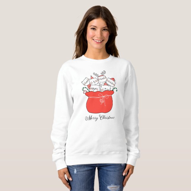Merry Christmas Cats In Santa Sack | Holidays Sweatshirt (Front Full)