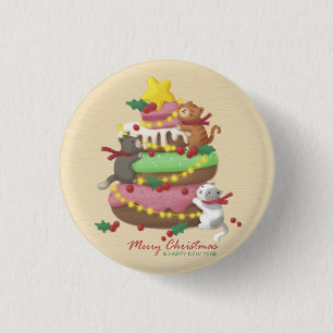 Merry Christmas: Cats & Sweets Illustration Button