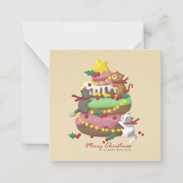Merry Christmas: Cats & Sweets Illustration Note Card (Front)