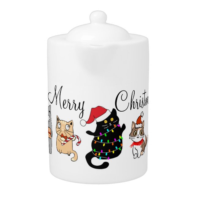 Merry Christmas Cats Teapot (Front)