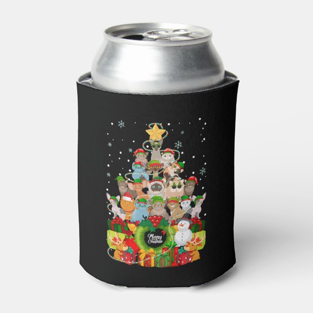 Merry Christmas Cats Tree Xmas Cat Can Cooler (Can Front)