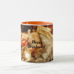 Merry Christmas Celestial Moon Angel Holiday Art . Mug