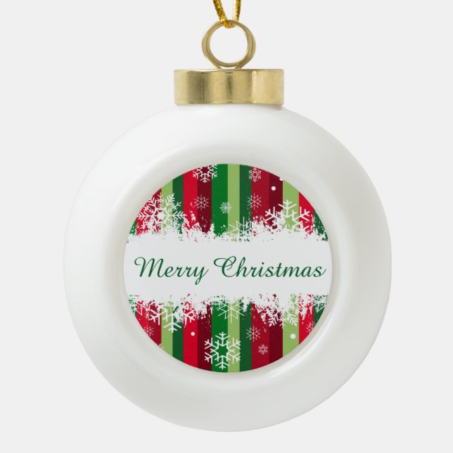 Merry Christmas Ceramic Ball Christmas Ornament (Front)