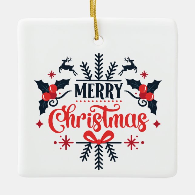 Merry Christmas  Ceramic Ornament (Front)