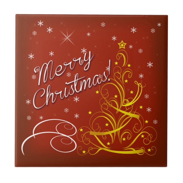 Merry Christmas Ceramic Tile (Front)