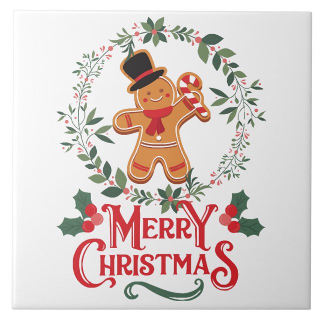 Merry Christmas Ceramic Tile (Front)