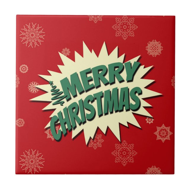 Merry Christmas Ceramic Tile (Front)