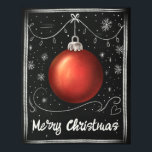 Merry Christmas Chalkboard Customizable Festive Poster<br><div class="desc">Home decor Merry Christmas chalkboard customizable poster featuring personalizable text,  festive red bauble on a chic black and white hand drawn chalkboard background with snowflakes and snow. The perfect festive Christmas poster for decorating your home.</div>